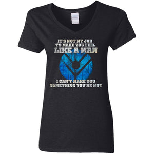 Shieldmaiden, Viking, Norse, Gym t-shirt & apparel, It's not my job to make you feel like a man,frontApparel[Heathen By Nature authentic Viking products]Ladies' V-Neck T-ShirtBlackS