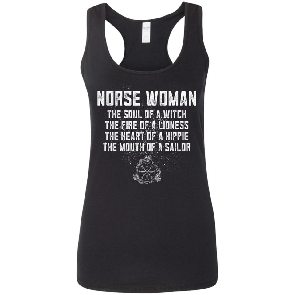 Shieldmaiden, Viking, Norse, Gym t-shirt & apparel, Norse Woman, FrontApparel[Heathen By Nature authentic Viking products]Ladies' Softstyle Racerback TankBlackS