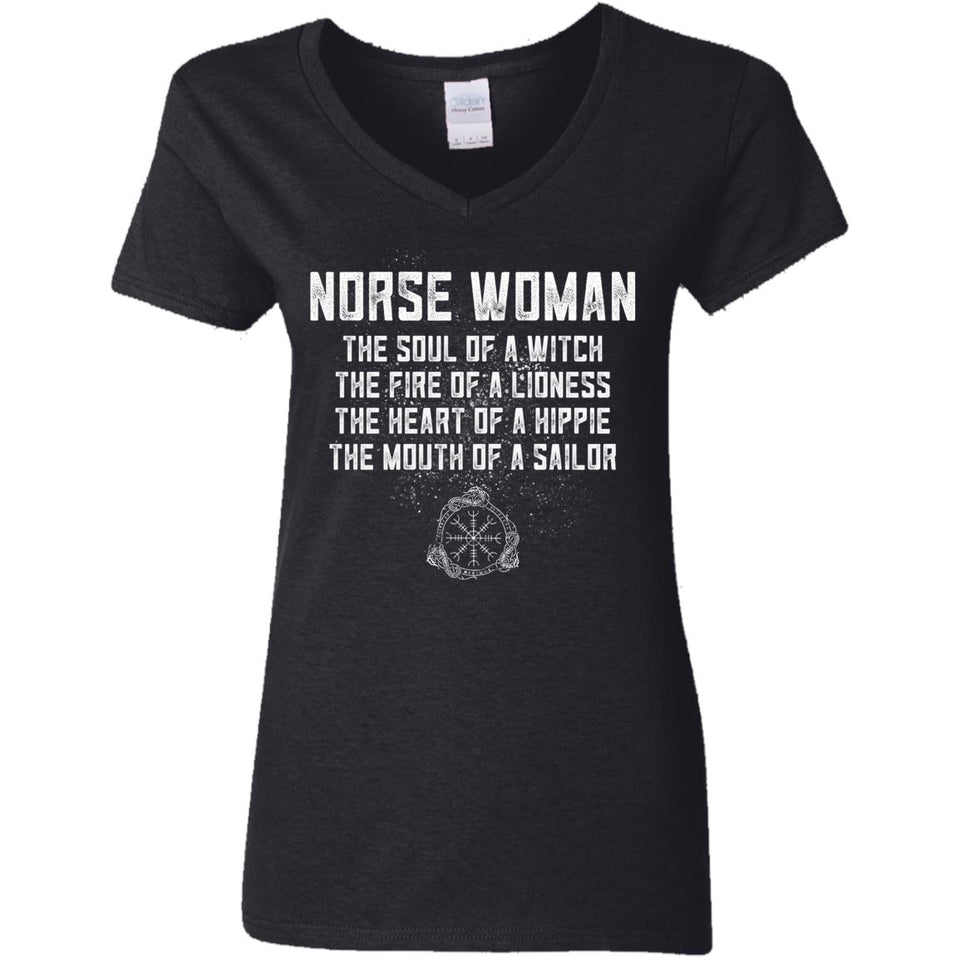 Shieldmaiden, Viking, Norse, Gym t-shirt & apparel, Norse Woman, FrontApparel[Heathen By Nature authentic Viking products]Ladies' V-Neck T-ShirtBlackS