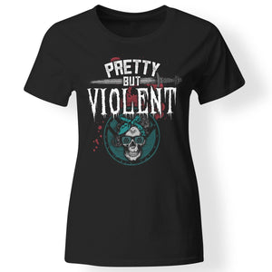 Shieldmaiden, Viking, Norse, Gym t-shirt & apparel, Pretty but Violent, FrontApparel[Heathen By Nature authentic Viking products]Next Level Ladies' T-ShirtBlackX-Small