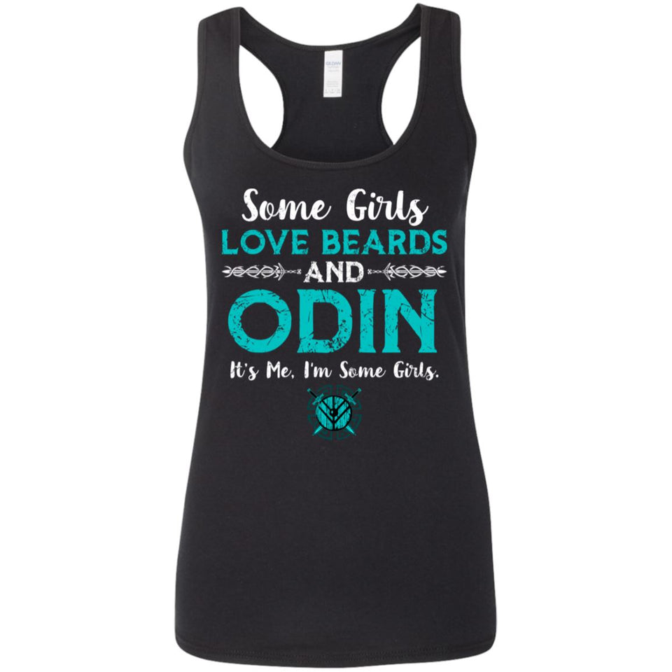 Shieldmaiden, Viking, Norse, Gym t-shirt & apparel, Some girls love beards and Odin, FrontApparel[Heathen By Nature authentic Viking products]Ladies' Softstyle Racerback TankBlackS