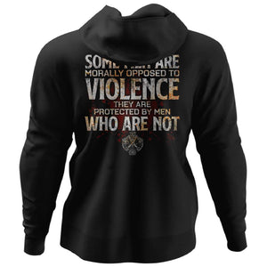 Shieldmaiden, Viking, Norse, Gym t-shirt & apparel, Some men are morally opposed to violence, BackApparel[Heathen By Nature authentic Viking products]Unisex Pullover HoodieBlackS