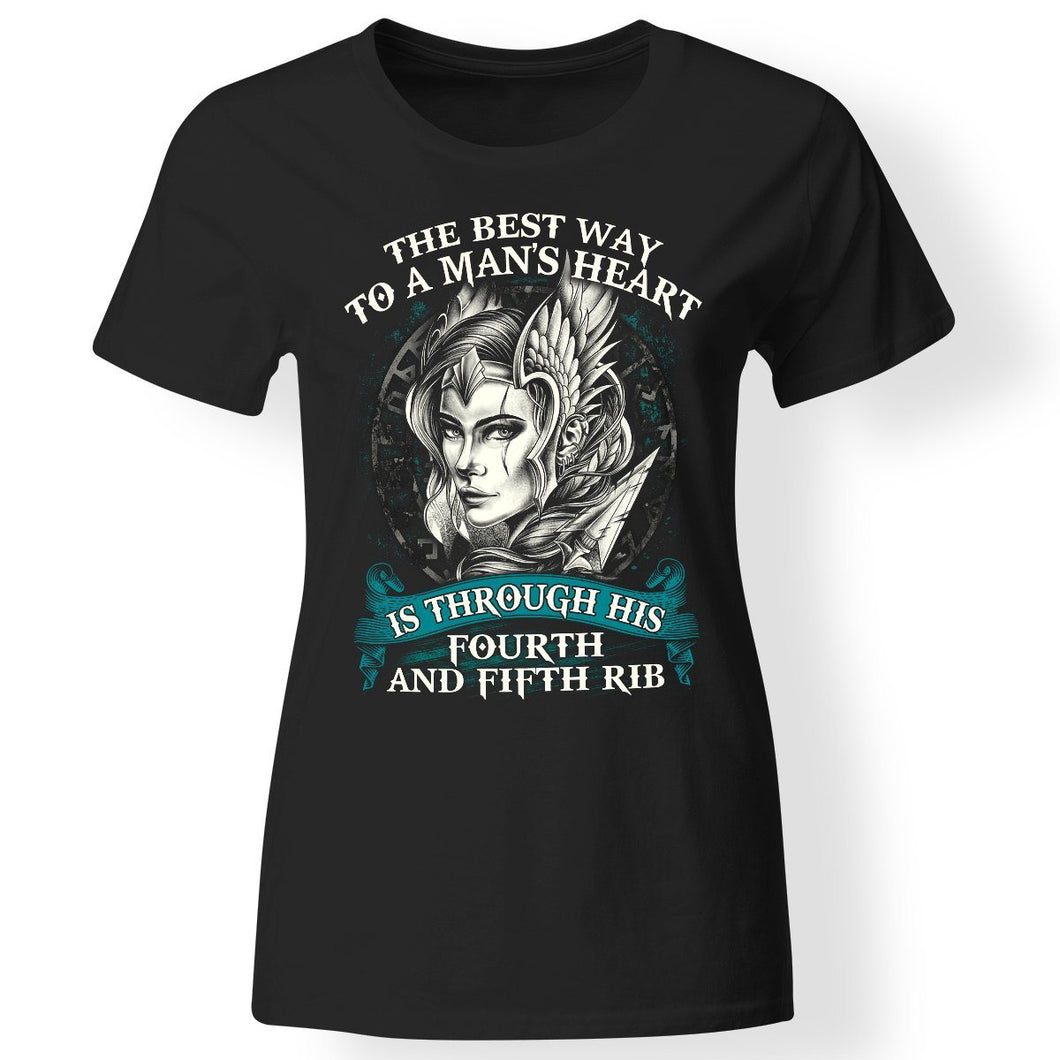 Shieldmaiden, Viking, Norse, Gym t-shirt & apparel, The best way to a man's heart, FrontApparel[Heathen By Nature authentic Viking products]Next Level Ladies' T-ShirtBlackX-Small