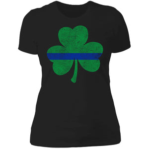 Shieldmaiden, Viking, Norse, Gym t-shirt & apparel, Thin Blue Line St. Patrick's Shamrock, FrontApparel[Heathen By Nature authentic Viking products]Next Level Ladies' T-ShirtBlackX-Small