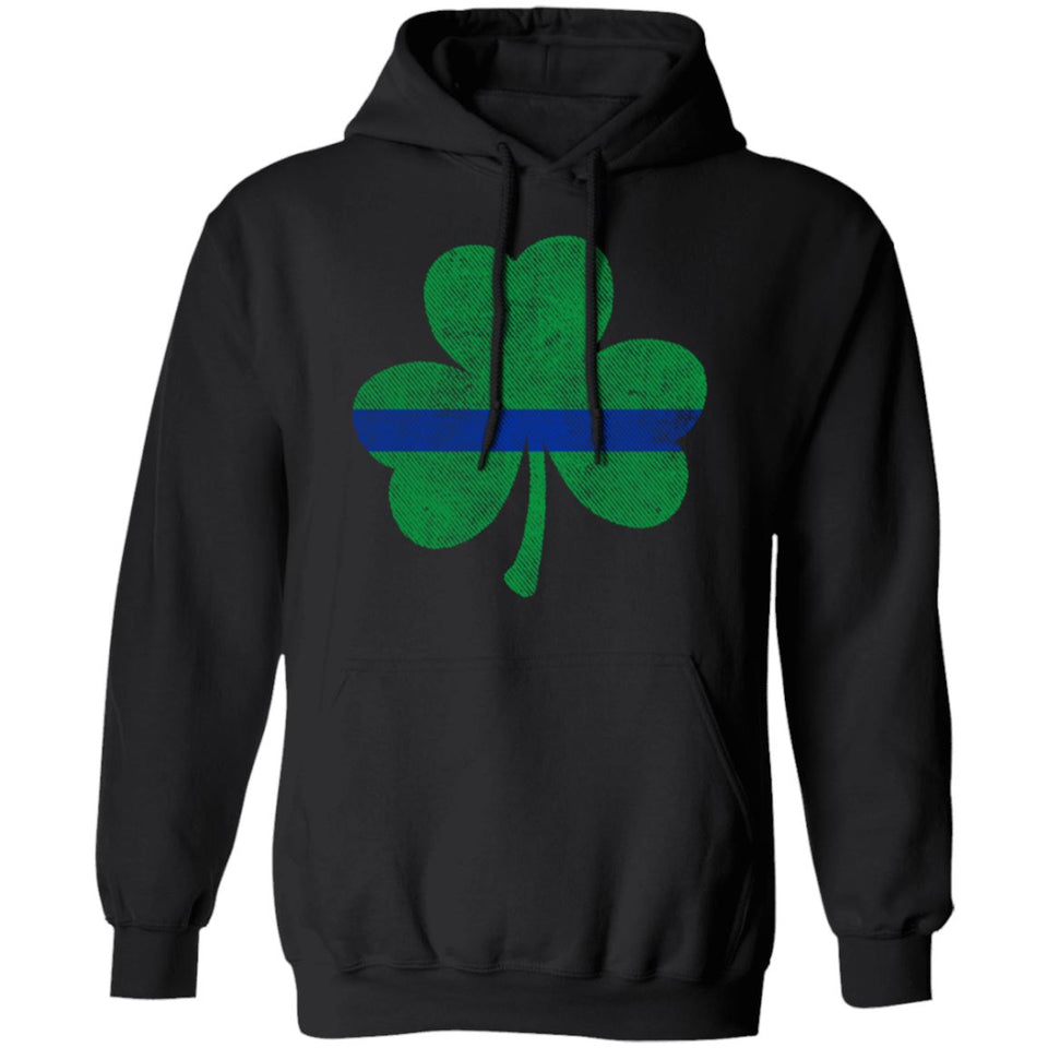 Shieldmaiden, Viking, Norse, Gym t-shirt & apparel, Thin Blue Line St. Patrick's Shamrock, FrontApparel[Heathen By Nature authentic Viking products]Unisex Pullover HoodieBlackS