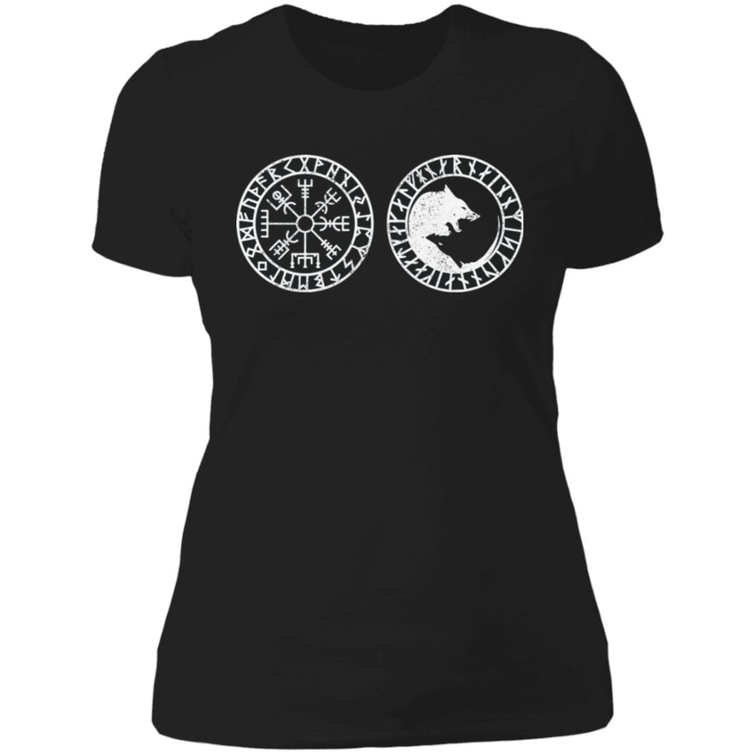 Shieldmaiden, Viking, Norse, Gym t-shirt & apparel, Vegvisir, FrontApparel[Heathen By Nature authentic Viking products]Next Level Ladies' T-ShirtBlackX-Small