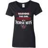 Shieldmaiden, Viking, Norse, Gym t-shirt & apparel, Warning, FrontApparel[Heathen By Nature authentic Viking products]Ladies' V-Neck T-ShirtBlackS