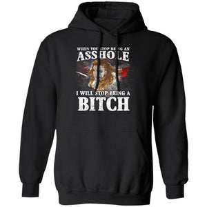 Shieldmaiden, Viking, Norse, Gym t-shirt & apparel, When you stop being an asshole, FrontApparel[Heathen By Nature authentic Viking products]Unisex Pullover HoodieBlackS
