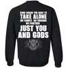 Some roads you have to take alone, BackApparel[Heathen By Nature authentic Viking products]Unisex Crewneck Pullover SweatshirtBlackS