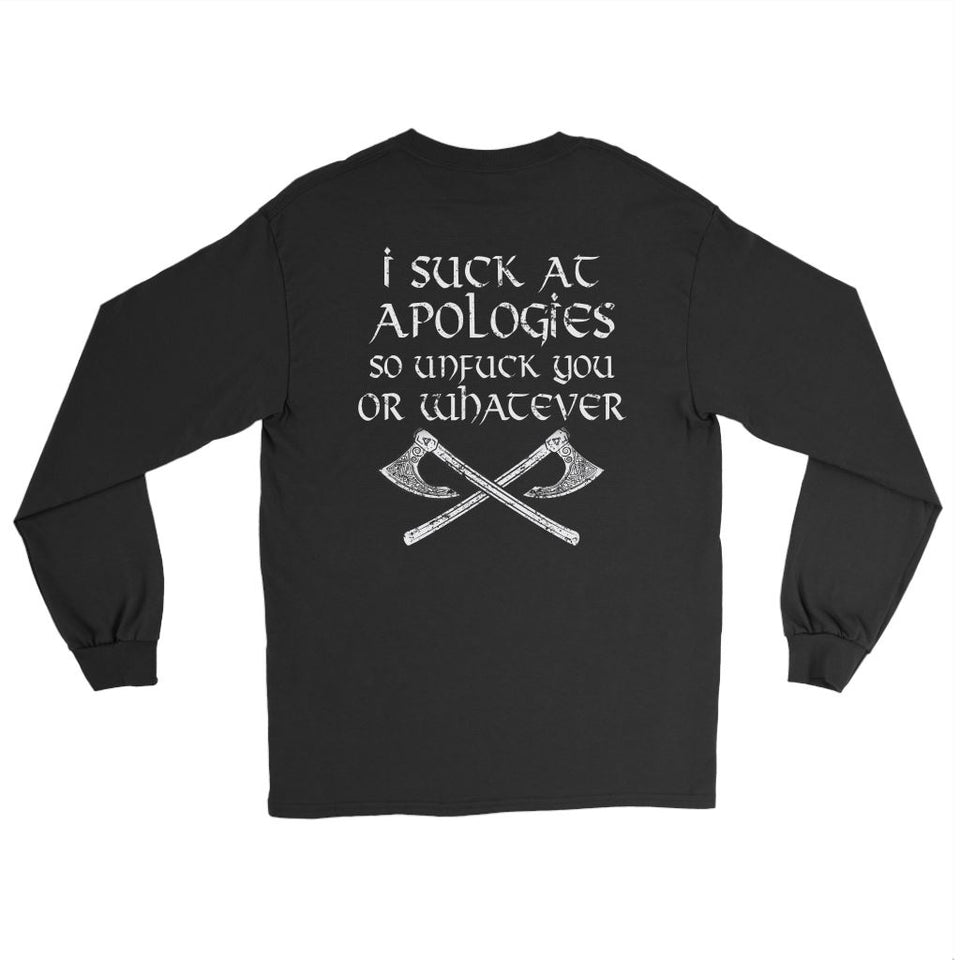 Teelaunch, Suck at apologies, backT-shirt[Heathen By Nature authentic Viking products]
