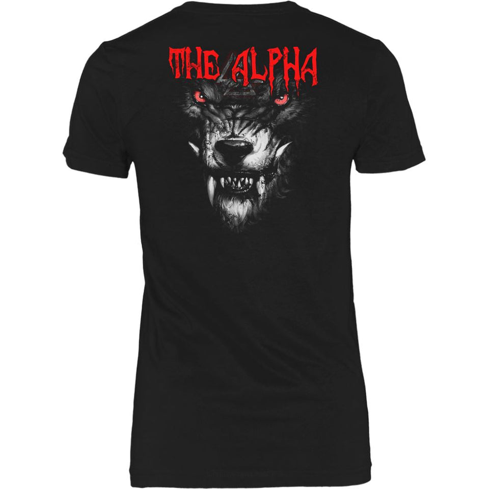 Teelaunch, The alpha, BackT-shirt[Heathen By Nature authentic Viking products]District Womens ShirtBlackXS
