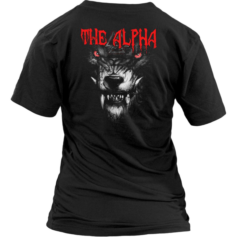 Teelaunch, The alpha, BackT-shirt[Heathen By Nature authentic Viking products]District Womens V-NeckBlackS