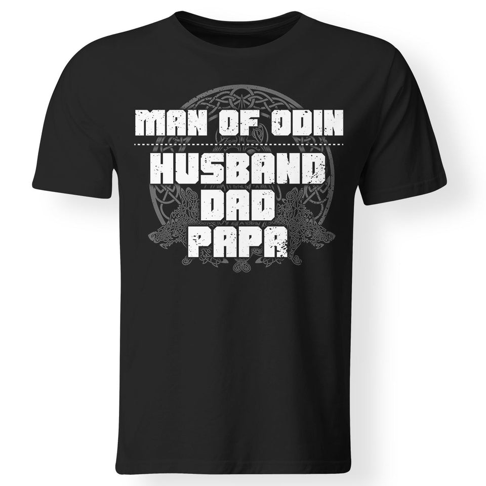 The Man of Odin t-shirt for men, FrontApparel[Heathen By Nature authentic Viking products]Gildan Premium Men T-ShirtBlack5XL