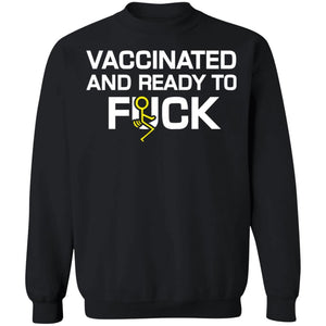 Vaccinated and ready to f*ck, FrontApparel[Heathen By Nature authentic Viking products]Unisex Crewneck Pullover SweatshirtBlackS
