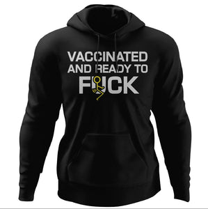 Vaccinated and ready to f*ck, FrontApparel[Heathen By Nature authentic Viking products]Unisex Pullover HoodieBlackS