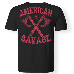 Viking apparel, American Savage, Back NewApparel[Heathen By Nature authentic Viking products]Gildan Premium Men T-ShirtBlack5XL
