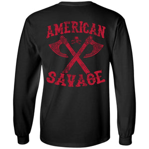 Viking apparel, American Savage, Back NewApparel[Heathen By Nature authentic Viking products]Long-Sleeve Ultra Cotton T-ShirtBlackS