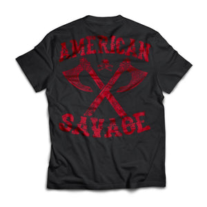 Viking apparel, American Savage, Back NewApparel[Heathen By Nature authentic Viking products]Next Level Premium Short Sleeve T-ShirtBlackS