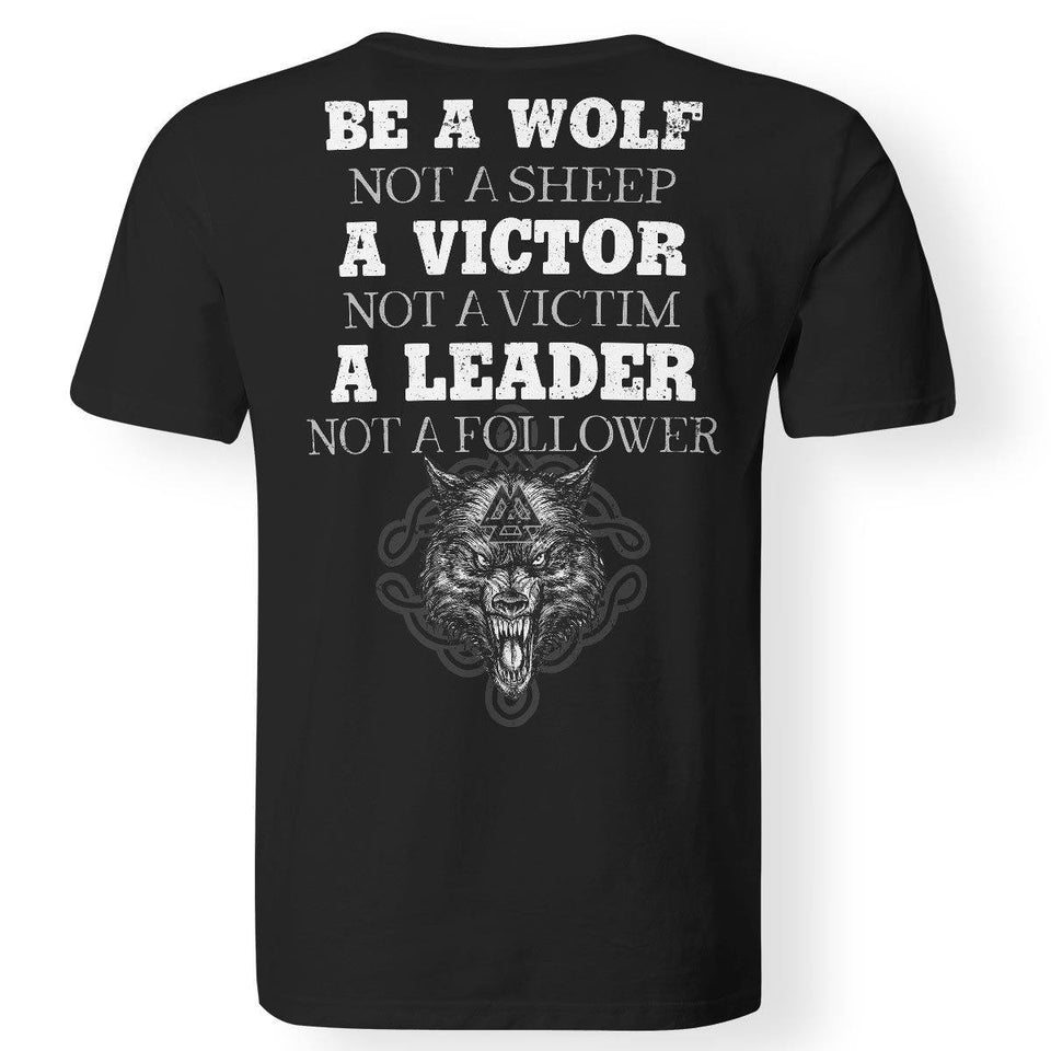 Viking apparel, be a wolf, backApparel[Heathen By Nature authentic Viking products]Premium Men T-ShirtBlackS