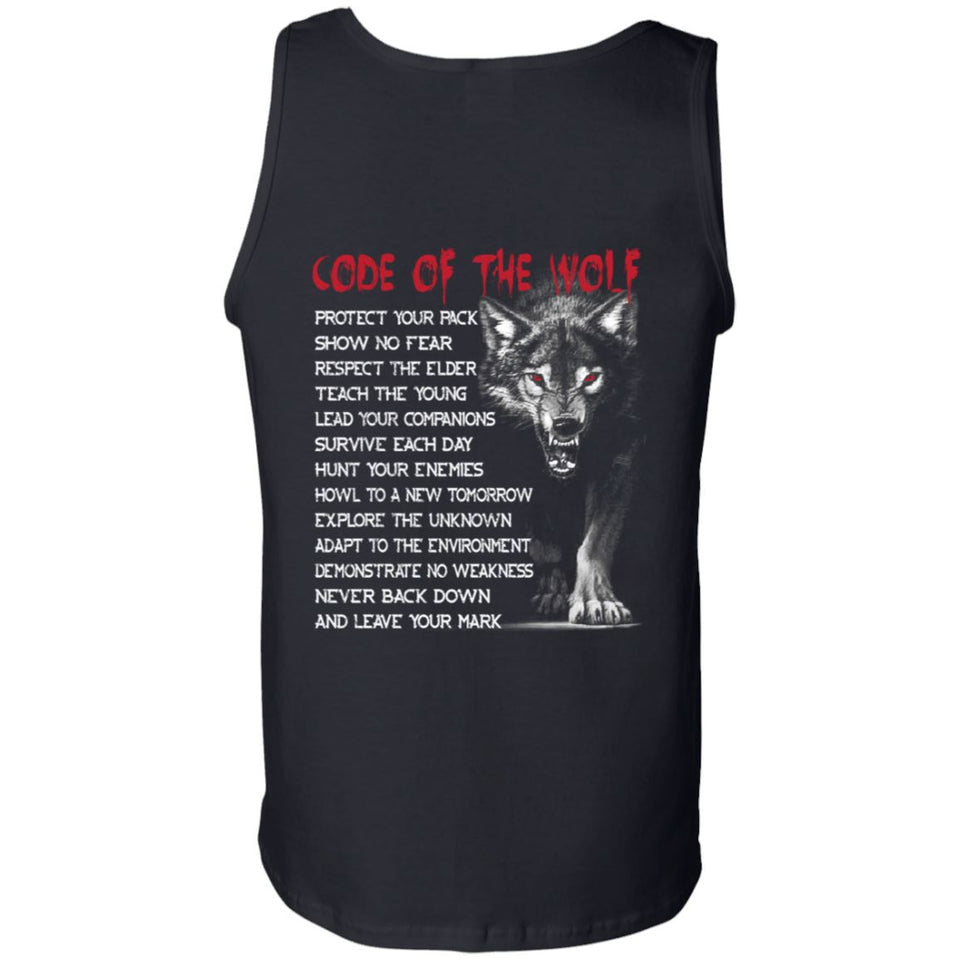 Viking apparel, code of the wolf, backApparel[Heathen By Nature authentic Viking products]Cotton Tank TopBlackS