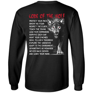 Viking apparel, code of the wolf, backApparel[Heathen By Nature authentic Viking products]Long-Sleeve Ultra Cotton T-ShirtBlackS