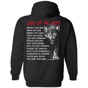 Viking apparel, code of the wolf, backApparel[Heathen By Nature authentic Viking products]Unisex Pullover HoodieBlackS