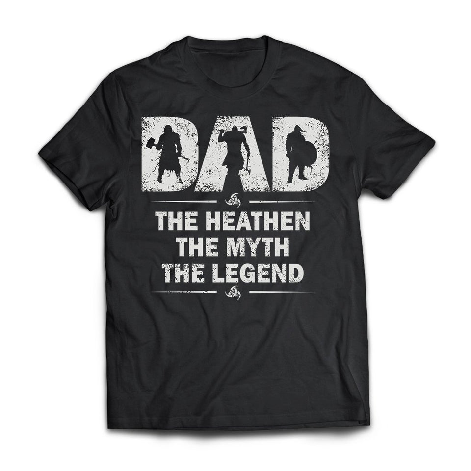 Viking apparel, Dad, myth, legend, frontApparel[Heathen By Nature authentic Viking products]Next Level Premium Short Sleeve T-ShirtBlackX-Small