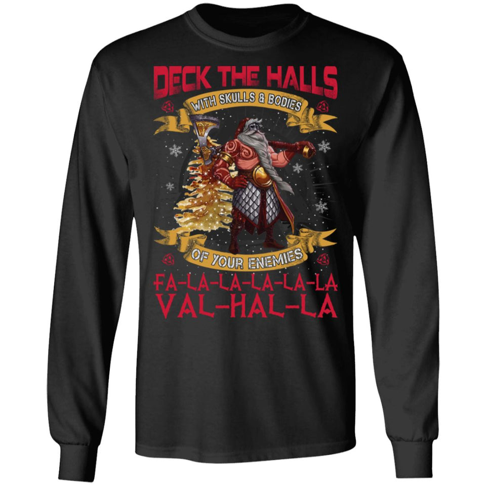 Viking apparel, Deck the halls with SkullsApparel[Heathen By Nature authentic Viking products]Long-Sleeve Ultra Cotton T-ShirtBlackS
