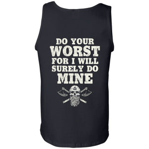 Viking apparel, do your worst, backApparel[Heathen By Nature authentic Viking products]Cotton Tank TopBlackS