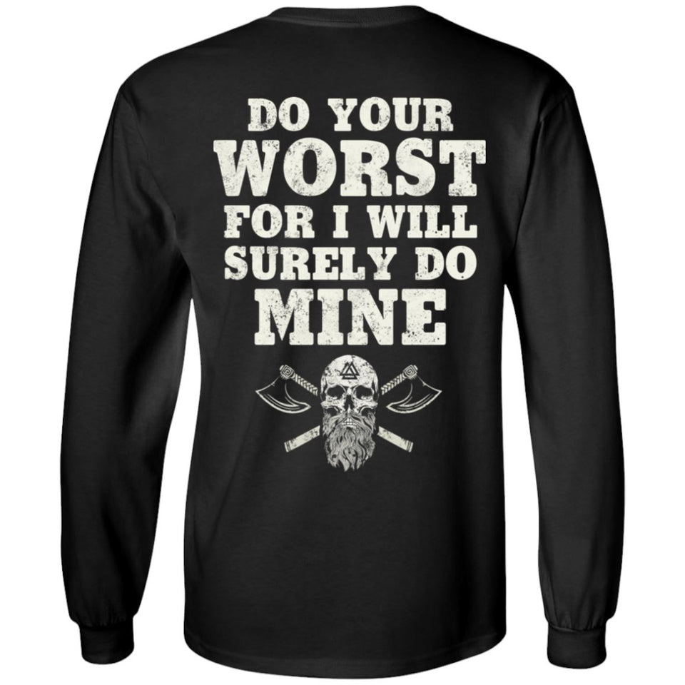 Viking apparel, do your worst, backApparel[Heathen By Nature authentic Viking products]Long-Sleeve Ultra Cotton T-ShirtBlackS