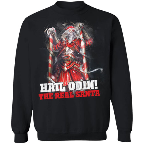 Viking apparel, Hail Odin The Real Santa, FrontApparel[Heathen By Nature authentic Viking products]Unisex Crewneck Pullover Sweatshirt 8 oz.BlackS