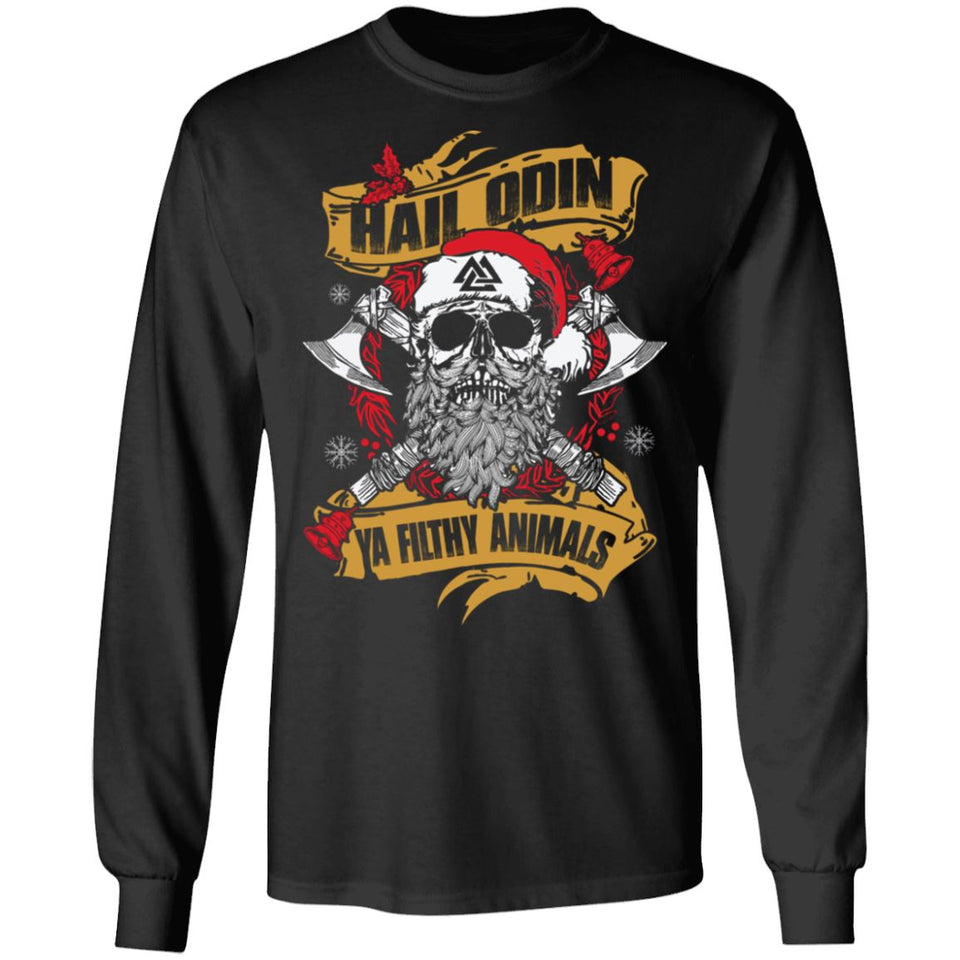 Viking apparel, Hail Odin Ya Filthy Animal, FrontApparel[Heathen By Nature authentic Viking products]Long-Sleeve Ultra Cotton T-ShirtBlackS