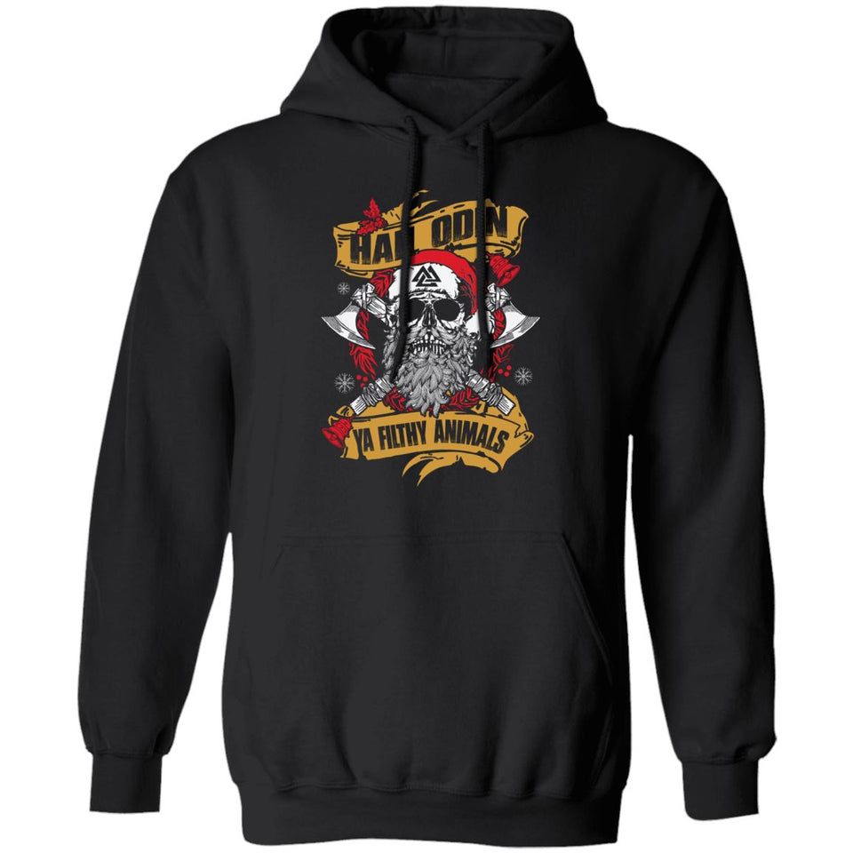 Viking apparel, Hail Odin Ya Filthy Animal, FrontApparel[Heathen By Nature authentic Viking products]Unisex Pullover HoodieBlackS