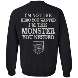 Viking apparel, hero, monster, backApparel[Heathen By Nature authentic Viking products]Unisex Crewneck Pullover SweatshirtBlackS