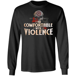 Viking Apparel, I Am Comfortable With Violence, FrontApparel[Heathen By Nature authentic Viking products]Long-Sleeve Ultra Cotton T-ShirtBlackS