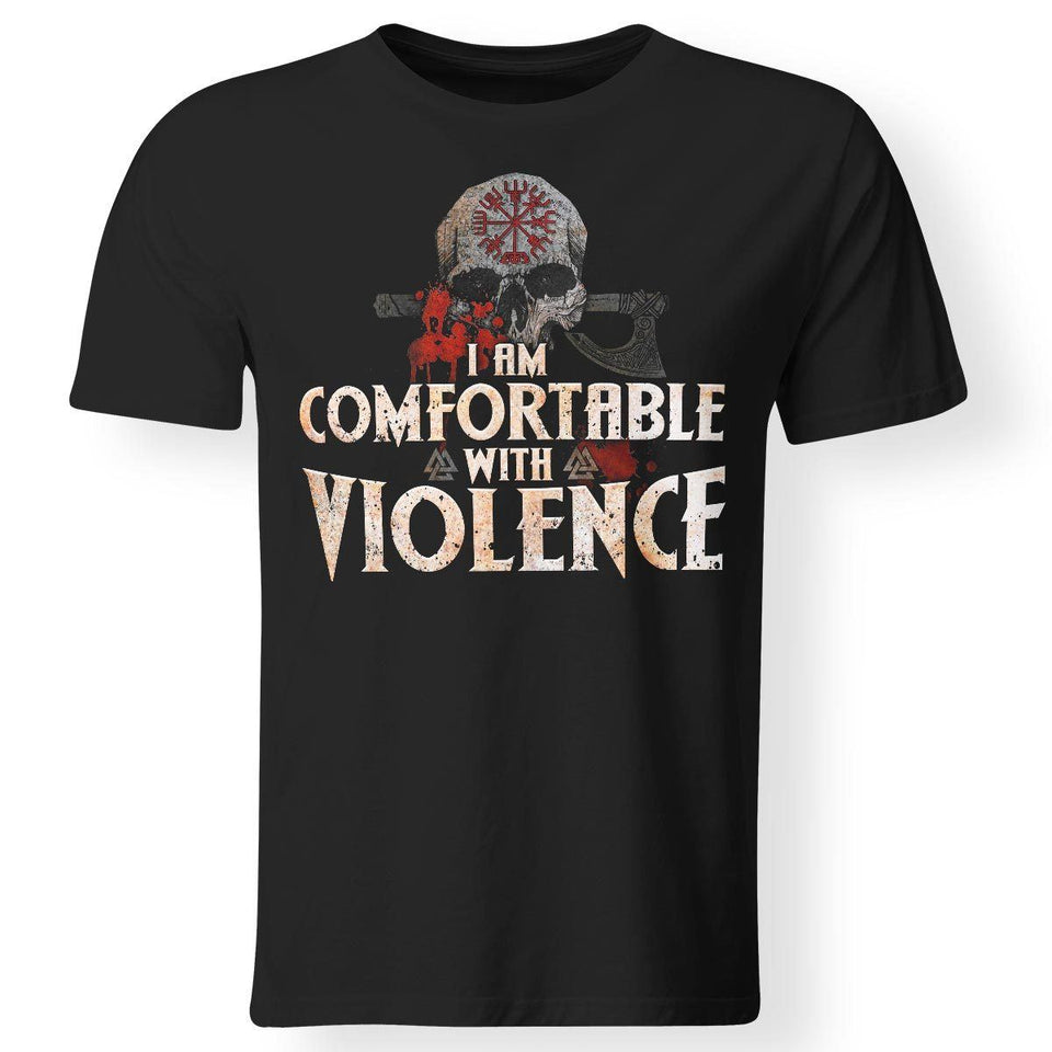 Viking Apparel, I Am Comfortable With Violence, FrontApparel[Heathen By Nature authentic Viking products]Premium Men T-ShirtBlackS