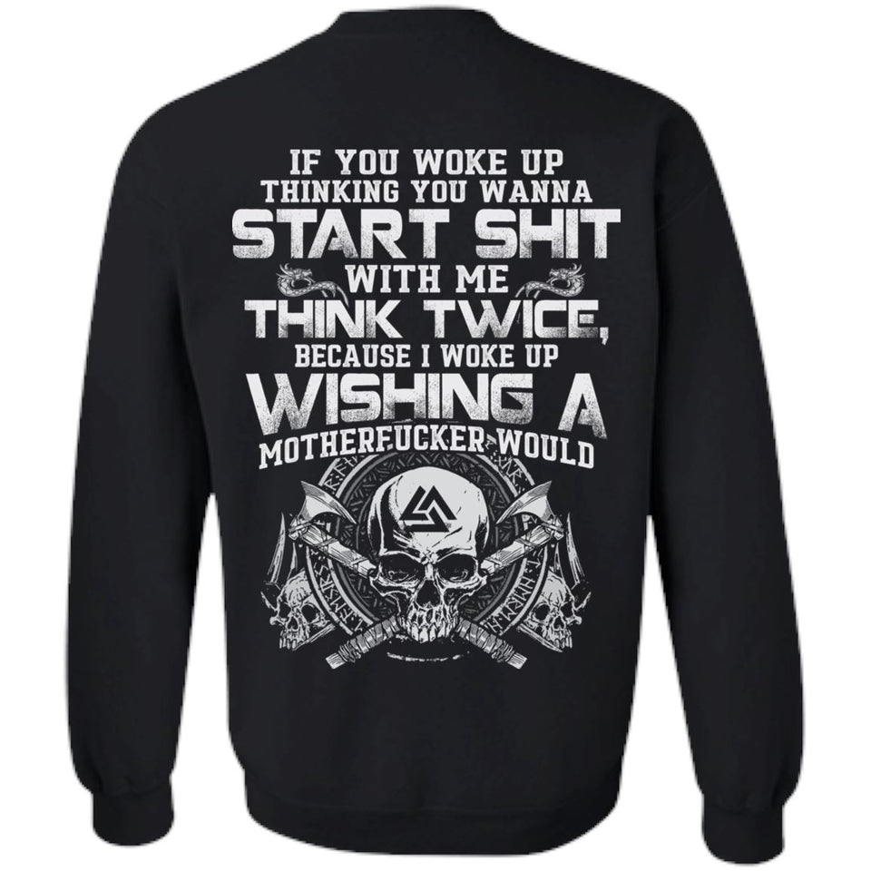Viking apparel, If you woke up, backApparel[Heathen By Nature authentic Viking products]Unisex Crewneck Pullover SweatshirtBlackS