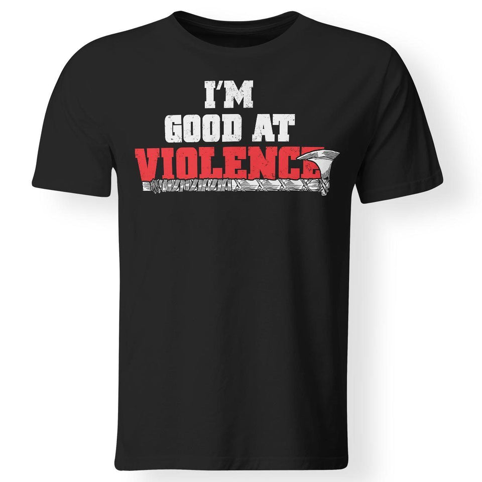 Viking apparel, I'm good at violence, frontApparel[Heathen By Nature authentic Viking products]Premium Men T-ShirtBlackS