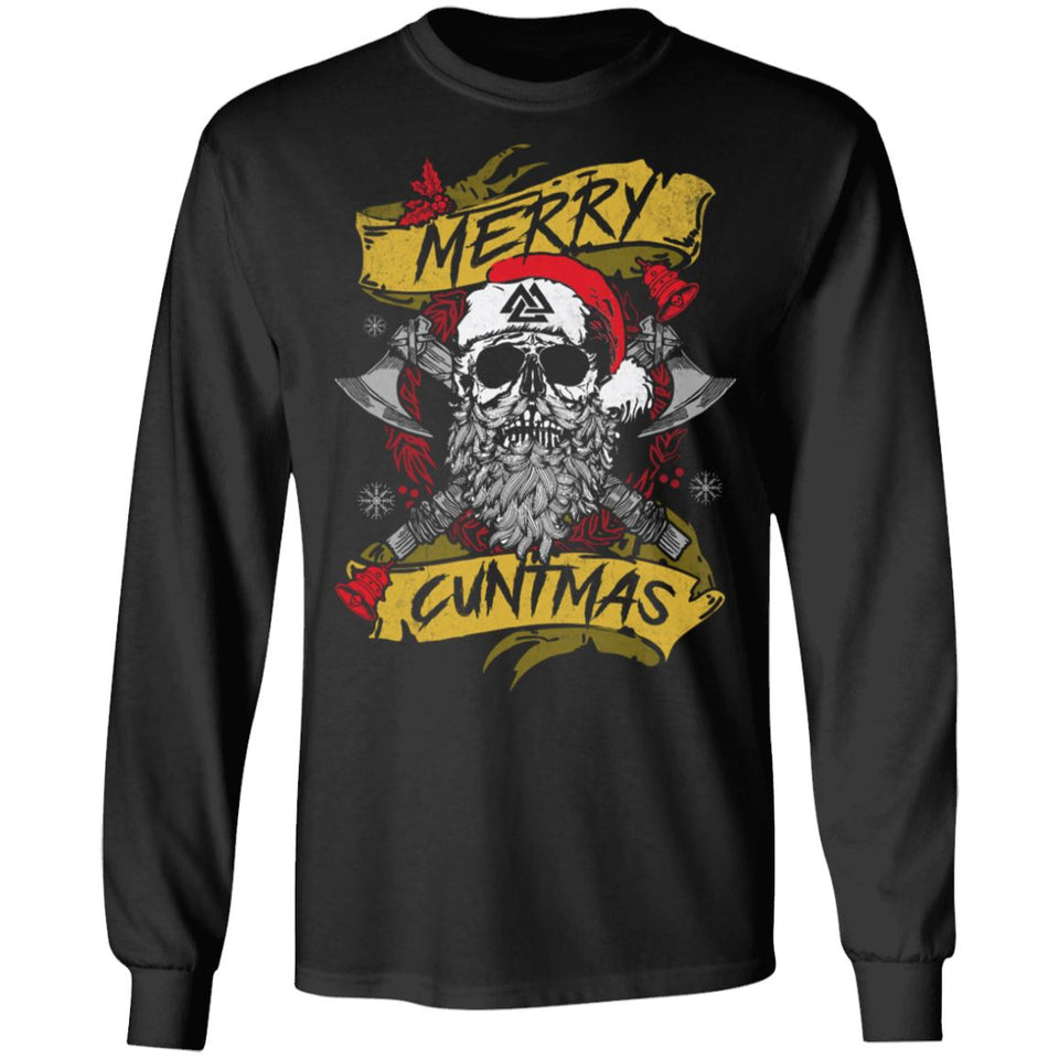 Viking apparel, Merry Cuntmas, FrontApparel[Heathen By Nature authentic Viking products]Long-Sleeve Ultra Cotton T-ShirtBlackS