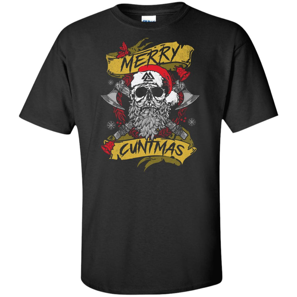 Viking apparel, Merry Cuntmas, FrontApparel[Heathen By Nature authentic Viking products]Tall Ultra Cotton T-ShirtBlackXLT