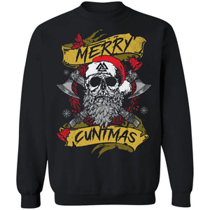 Viking apparel, Merry Cuntmas, FrontApparel[Heathen By Nature authentic Viking products]Unisex Crewneck Pullover Sweatshirt 8 oz.BlackS