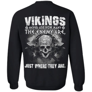 Viking apparel, never ask, enemy, backApparel[Heathen By Nature authentic Viking products]Unisex Crewneck Pullover SweatshirtBlackS