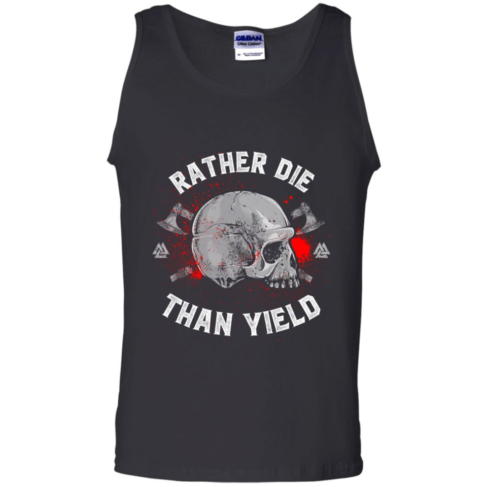 Viking apparel, Rather die than yield, frontApparel[Heathen By Nature authentic Viking products]Cotton Tank TopBlackS