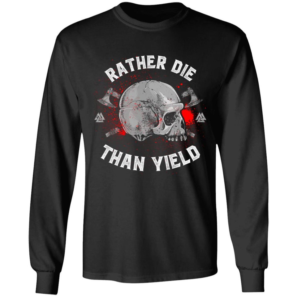 Viking apparel, Rather die than yield, frontApparel[Heathen By Nature authentic Viking products]Long-Sleeve Ultra Cotton T-ShirtBlackS