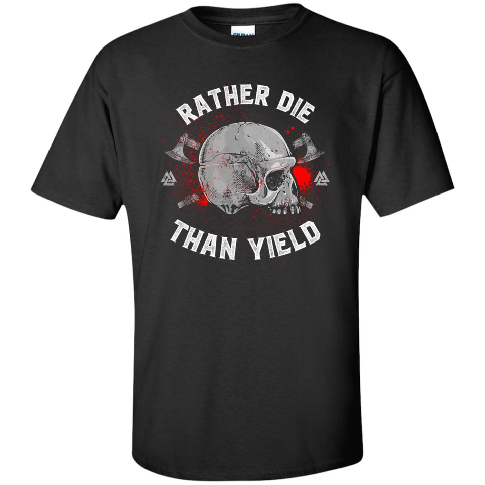 Viking apparel, Rather die than yield, frontApparel[Heathen By Nature authentic Viking products]Tall Ultra Cotton T-ShirtBlackXLT