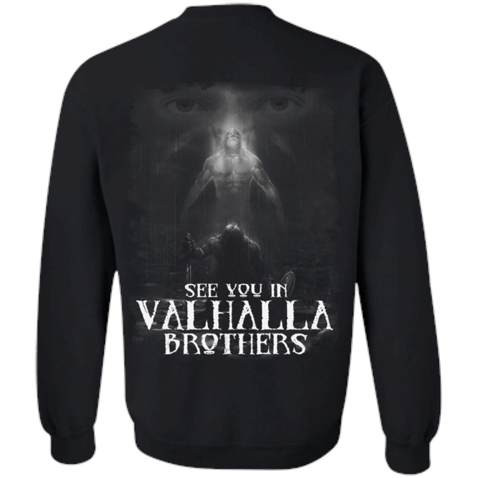 Viking apparel, See you, Valhalla, backApparel[Heathen By Nature authentic Viking products]Unisex Crewneck Pullover SweatshirtBlackS