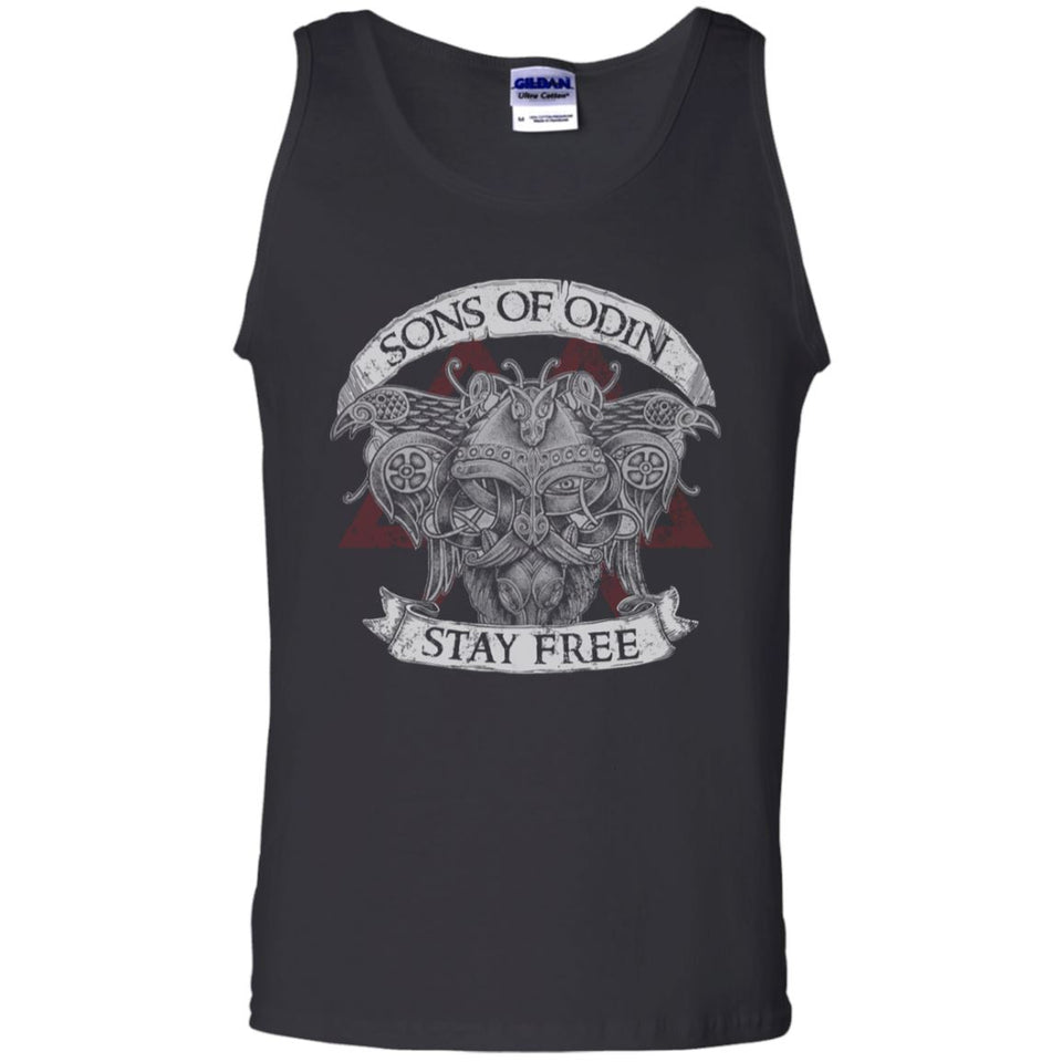 Viking apparel, stay free, frontApparel[Heathen By Nature authentic Viking products]Cotton Tank TopBlackS