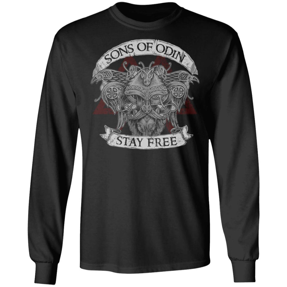 Viking apparel, stay free, frontApparel[Heathen By Nature authentic Viking products]Long-Sleeve Ultra Cotton T-ShirtBlackS
