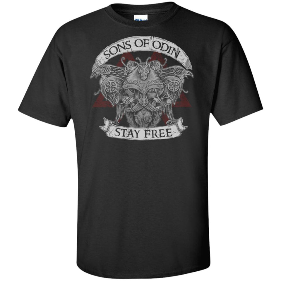 Viking apparel, stay free, frontApparel[Heathen By Nature authentic Viking products]Tall Ultra Cotton T-ShirtBlackXLT