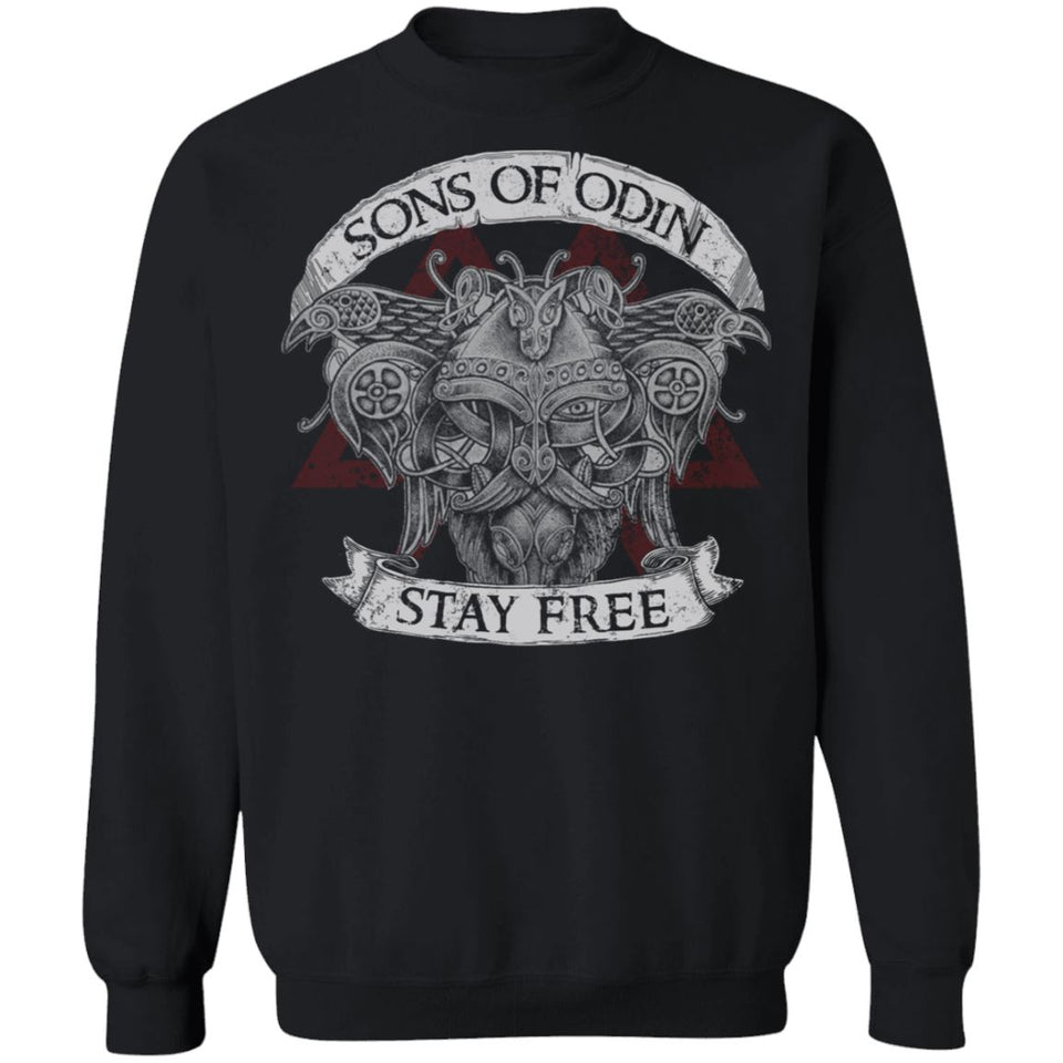 Viking apparel, stay free, frontApparel[Heathen By Nature authentic Viking products]Unisex Crewneck Pullover SweatshirtBlackS